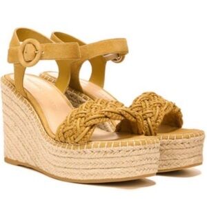 NEW Veronica Beard Reema Espadrille Platform Wedge Sandal in Mustard